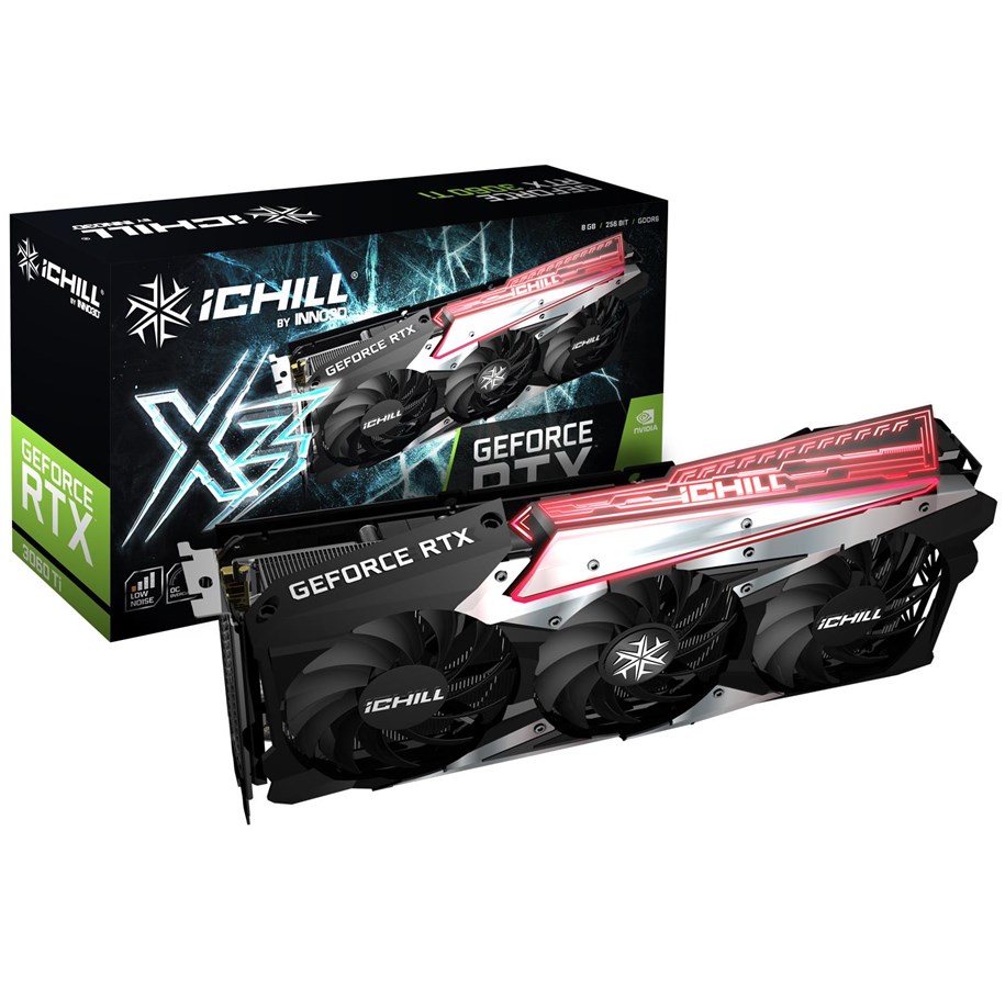 Die Grafikkarte INNO3D RTX 3060 TI ICHILL X3 RED